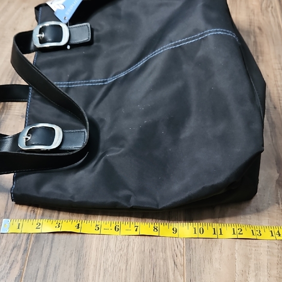 Overland Women's Black Laptop Ready Tote Bag with Silver Buckles - Picture 13 of 14